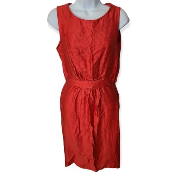 Cynthia Rowley Sleeveless Dress Orange Red Shantung with Open Back Size 4 - Picture 1 of 9